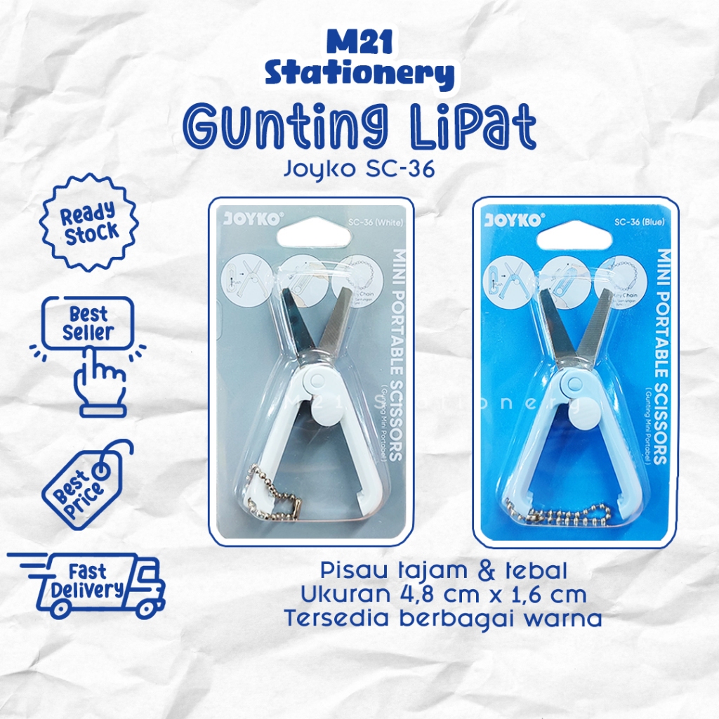

GUNTING LIPAT JOYKO SC-36 / GUNTING LIPAT PORTABLE MINIMALIS SC36 MINI MOTIF LUCU ALAT POTONG KERTAS MINI SCISSORS ALAT TULIS KANTOR KAMPUS SEKOLAH MURAH LENGKAP / M21 STATIONERY JOGJA