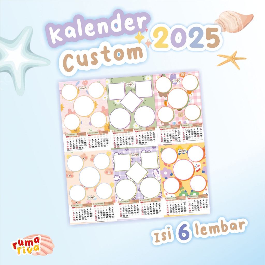 

KALENDER DINDING 2025 ◽ KALENDER FOTO ◽ ISI 6 LEMBAR ◽ KALENDER KELUARGA