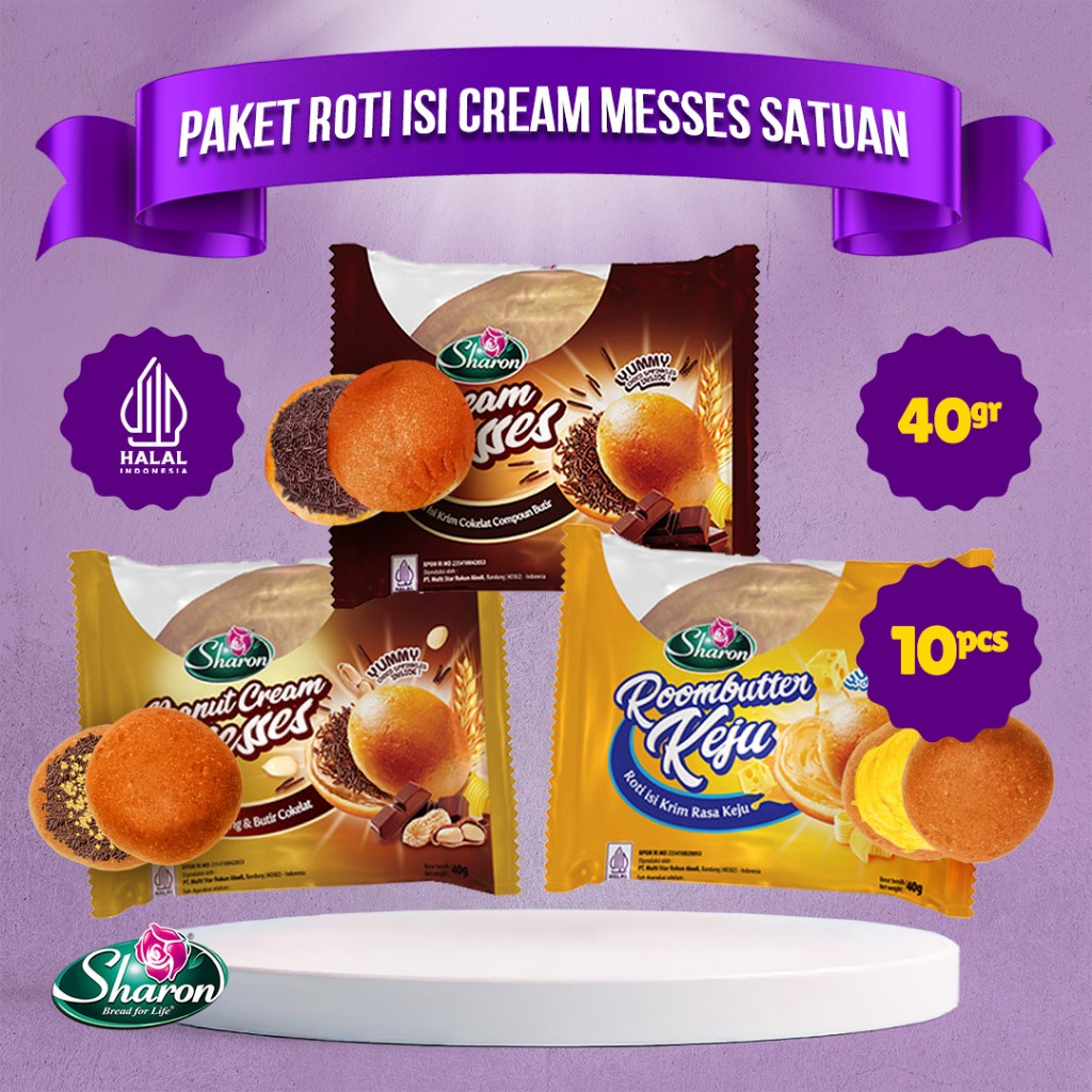 

( PAKET ) Roti Isi Cream Messes EKONOMIS Sharon Bakery 40gr