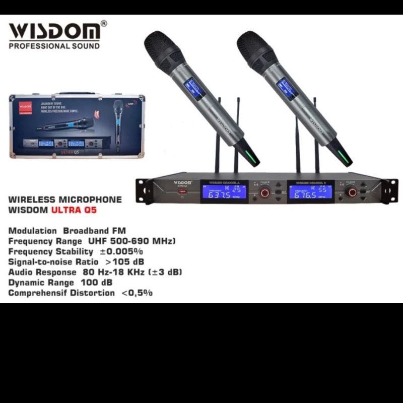 Mic microphone wireless Wisdom Q5 dual channel