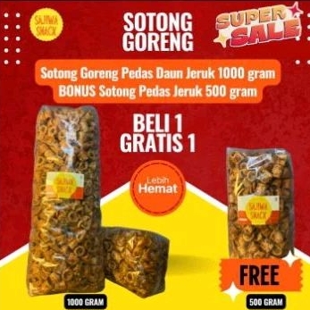 

SajiwaSnackSotongGorengPedasCrispy1000g+ Bonus250g SajiwaCemilanRenyah KeripikBumbuDaunJerukSegar-Food,Kerupuk