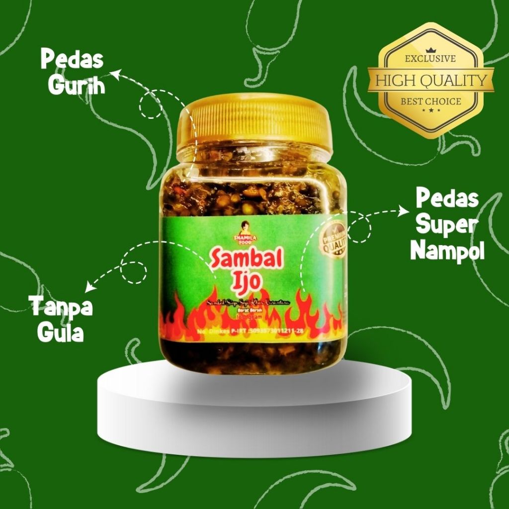 

Sambal Shamila | Sambal Ijo160 Gram | Sambal pedas Gurih | 100% tanpa Gula