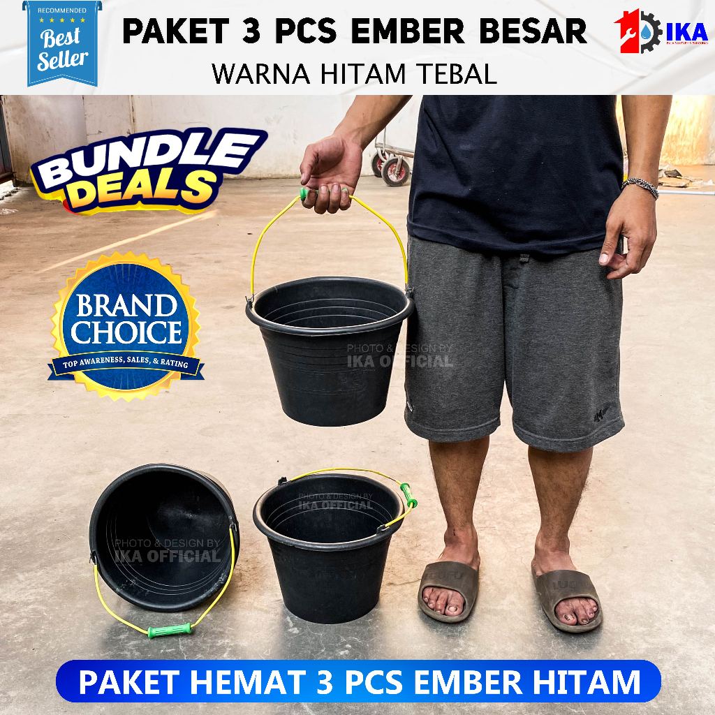 PAKET 3 PCS EMBER HITAM TERMURAH  Ember cor hitam black / EMBER hitam black tebal / ember murah / em