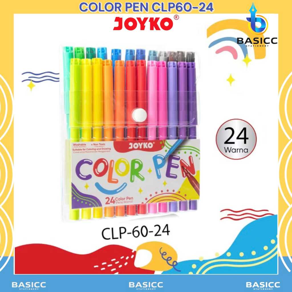 

Joyko Pulpen Spidol Color Pen Murah CLP-60-24 | @1Set= 24 Warna