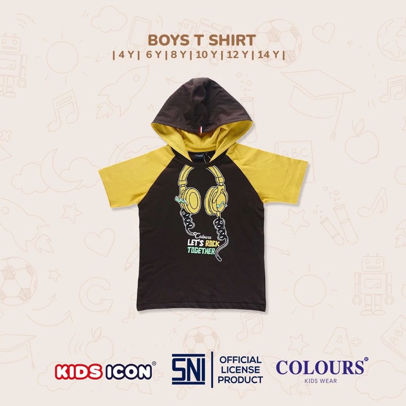 KIDS ICON - Kaos Hoodie Anak Laki-laki COLOURS 4-14 Tahun