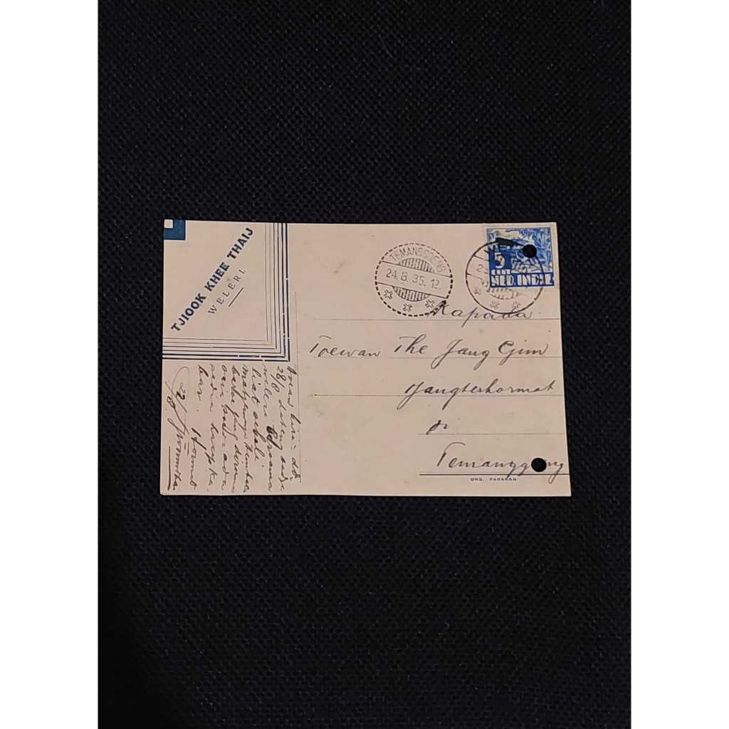 

kartu pos briefkaart authentic 24 agustus 1935 dari weleri ke temanggoeng