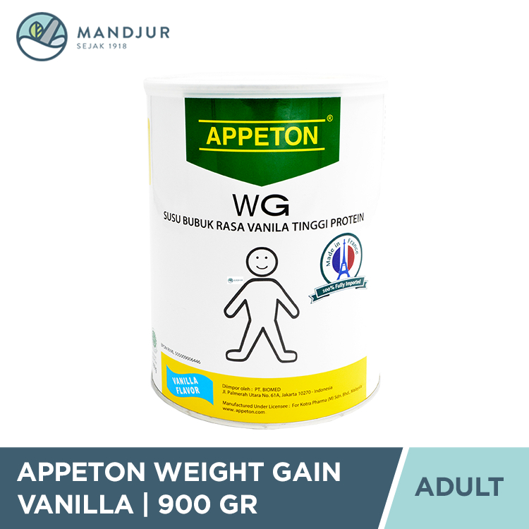 

Appeton Weight Gain Adult Vanilla 900 gr - Susu Tinggi Protein Penambah Berat Badan
