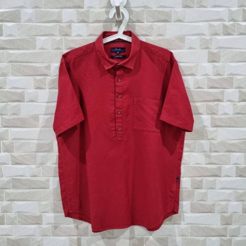 PRELOVED Kemeja Pria Andrew Smith - merah - size M - formal