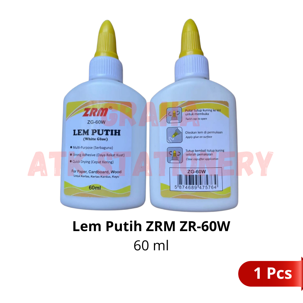 

[1 Pcs] Lem Putih 60ml Murah ZRM ZR-60W / White Glue 60ml Murah ZRM ZR-60W