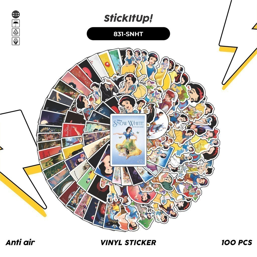 

COD✨ 100 Pcs Stiker Snow White Disney V2 Lucu Anti Air Untuk Dekorasi Notebook Sepeda Skateboard Handphone DIY
