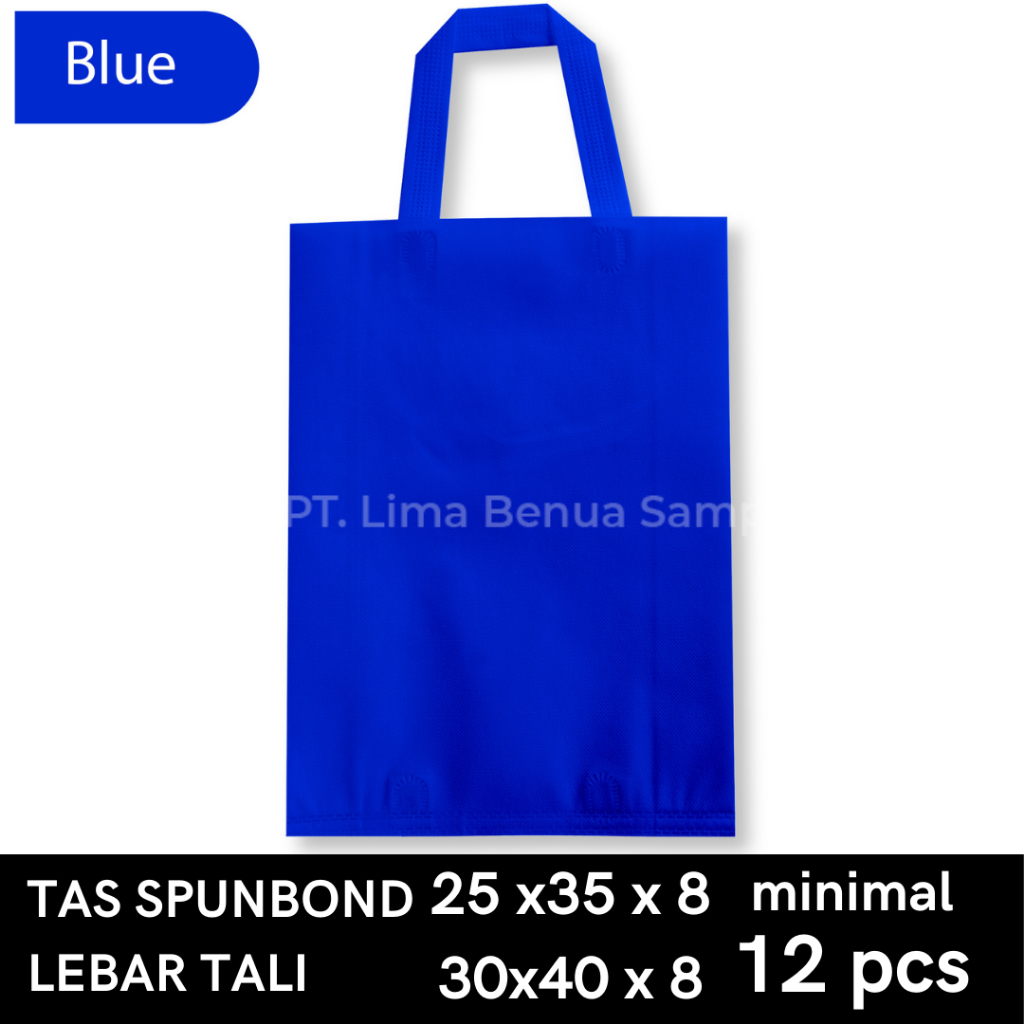 

Tas Spunbond Lebar Tali 30x40x8 - Tas Kain Ramah Lingkungan - Biru