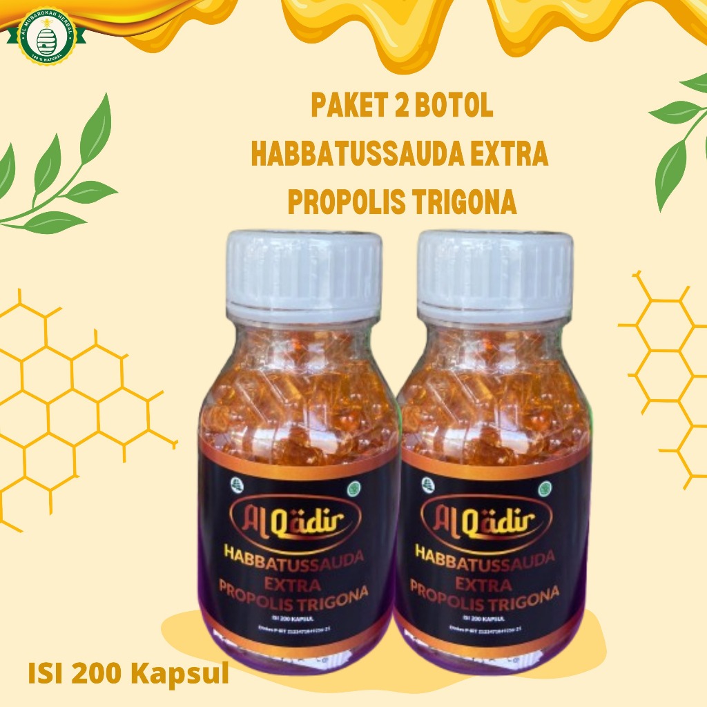 AL MUBAROKAH - Paket isi 2 Habbatussauda Extra Propolis Trigona Al Mubarokah 200 kapsul