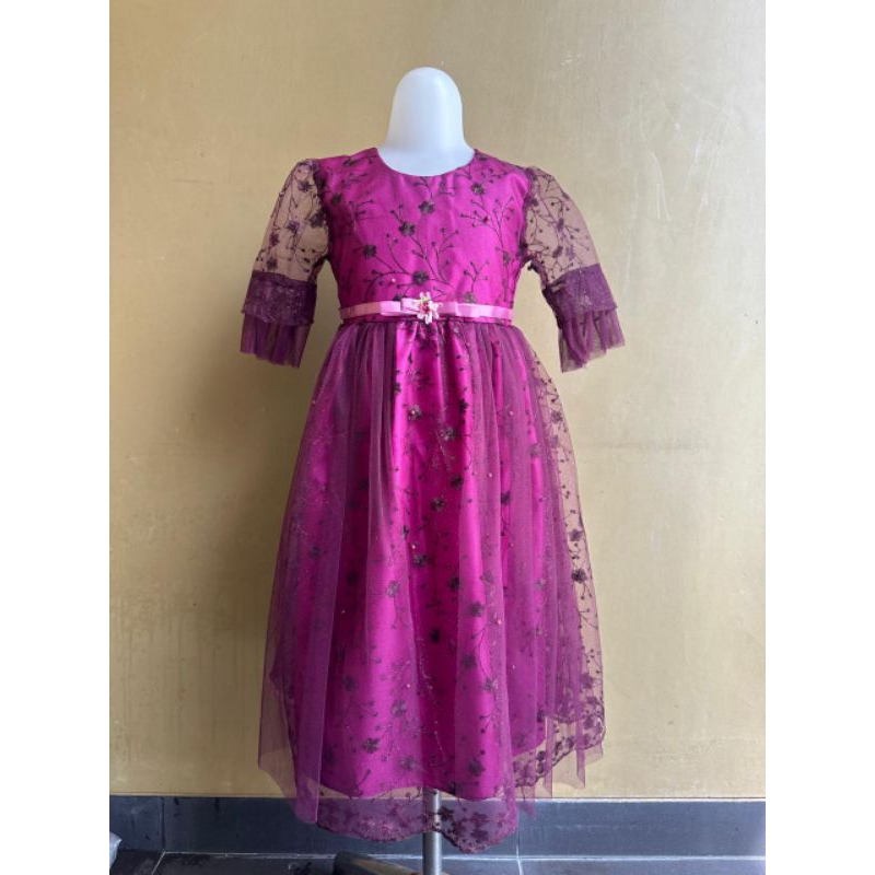 Dres Anak Maxi Brukat Korean Style Dreas Pesta Ultah Cewek Jumbo Mewah Dres Anak 2026 Driss Ansk 202