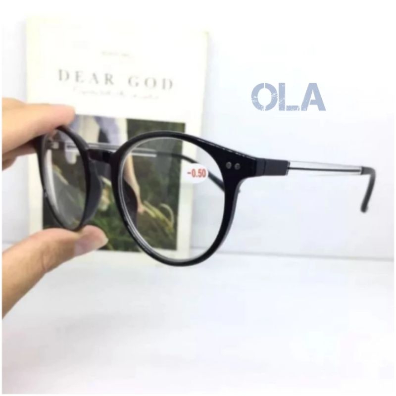 Kacamata Lensa Minus Frame Oval Gagang Lentur Elastis Untuk Pria Dan Wanita [ TC252 ]