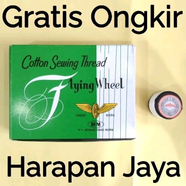 Benang Jahit Putih No. 8 FLYING WHEEL Per Lusin ( ISI 12 PCS )