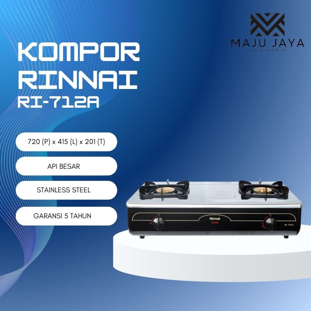 Kompor Gas Rinnai RI-712 A / RI 712A / RI-712A / RI 712 A ( 2 TUNGKU )