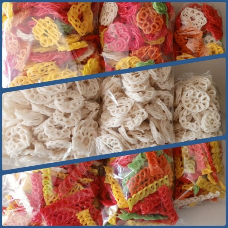 

KERUPUK SEBLAK MAWAR MINI WARNA WARNI/MINI PUTIH/RANTAI/KEPANG 250gram