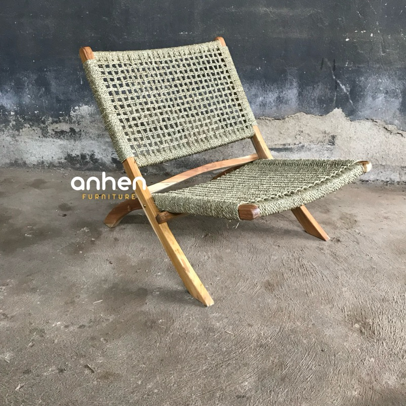Lazy Chair Jati Anyaman Rotan / Kursi Malas Jati Anyaman / Kursi Santai Jati / Kursi Lipat Jati