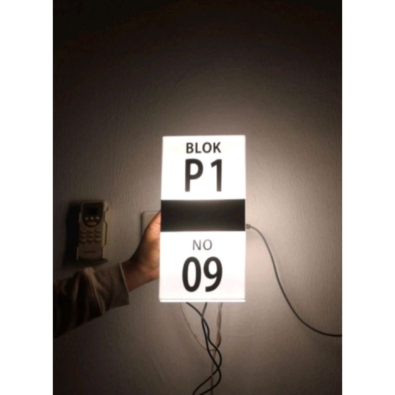 Nomor Rumah Aesthetic LED Menyala Minimalis Bahan Akrilik
