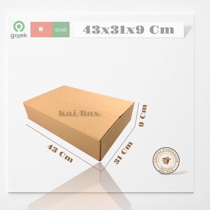 

kardus box ukuran 43x31x9 cm singel wall polos