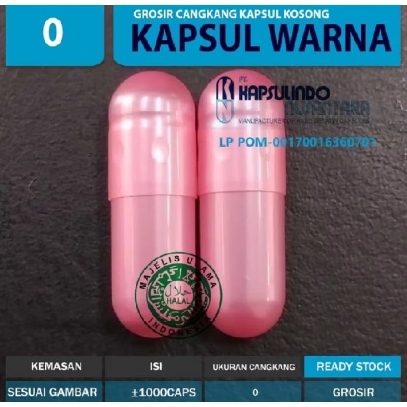 Kapsul Kosong 0 Full Pink Metalik Isi 1000 Butir