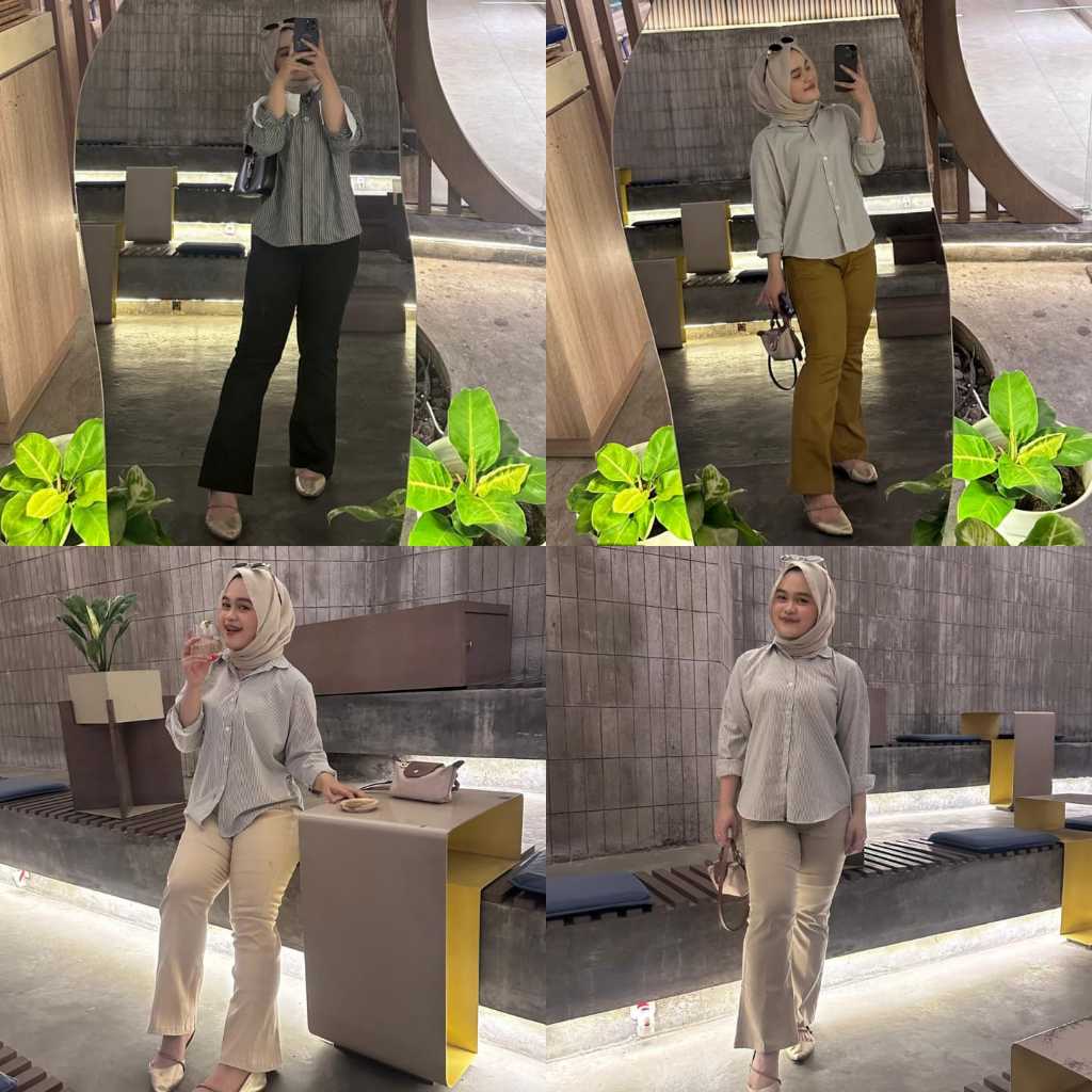 Celana Panjang Cutbray Wanita Basic Pants WIDE LEG Kain Twill Combed Stretch