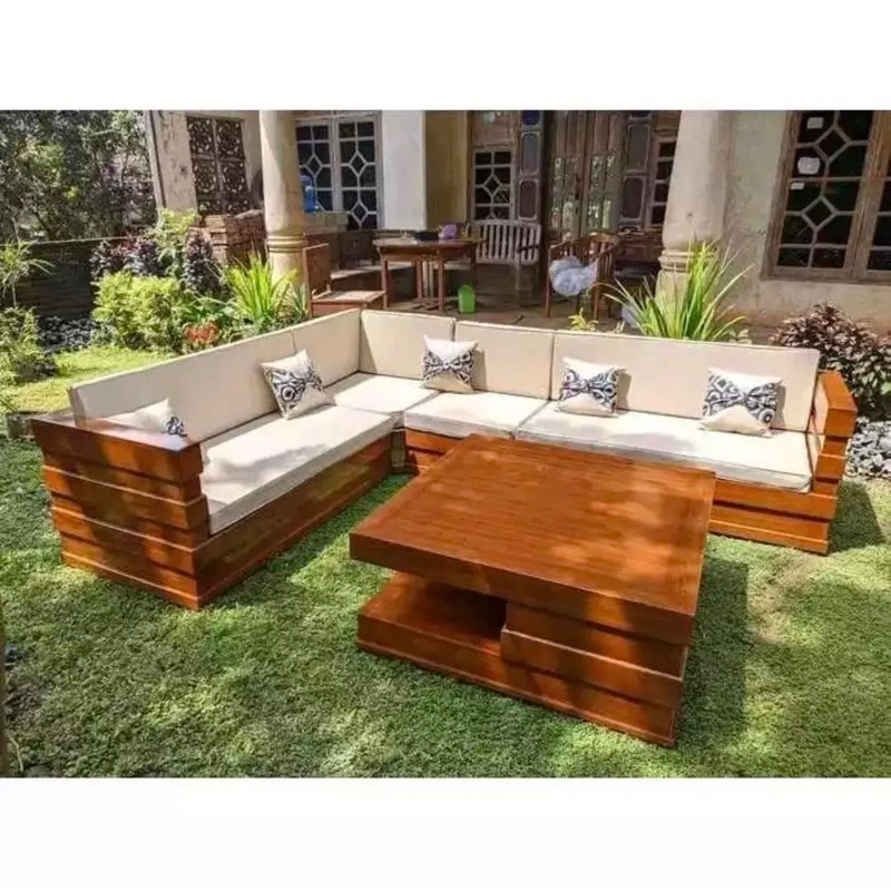 REAL PICT  Kursi Tamu sudut Jati box - kursi sudut jati minimalis - Kursi tamu minimalis jati box