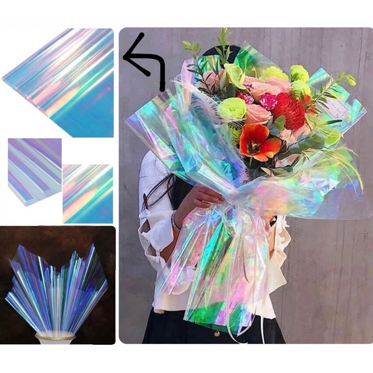 

First Arrival 1 PAK ISI 2 5x5 CELLOPHANE KERTAS BUKET HOLOGRAM KUPUKUPU VIRAL