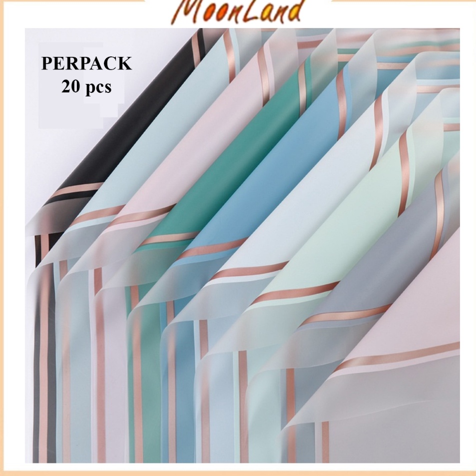 

Baru Laris 2 Lembar Kertas Buket List Gold Cellophane Wrapping Paper KB613