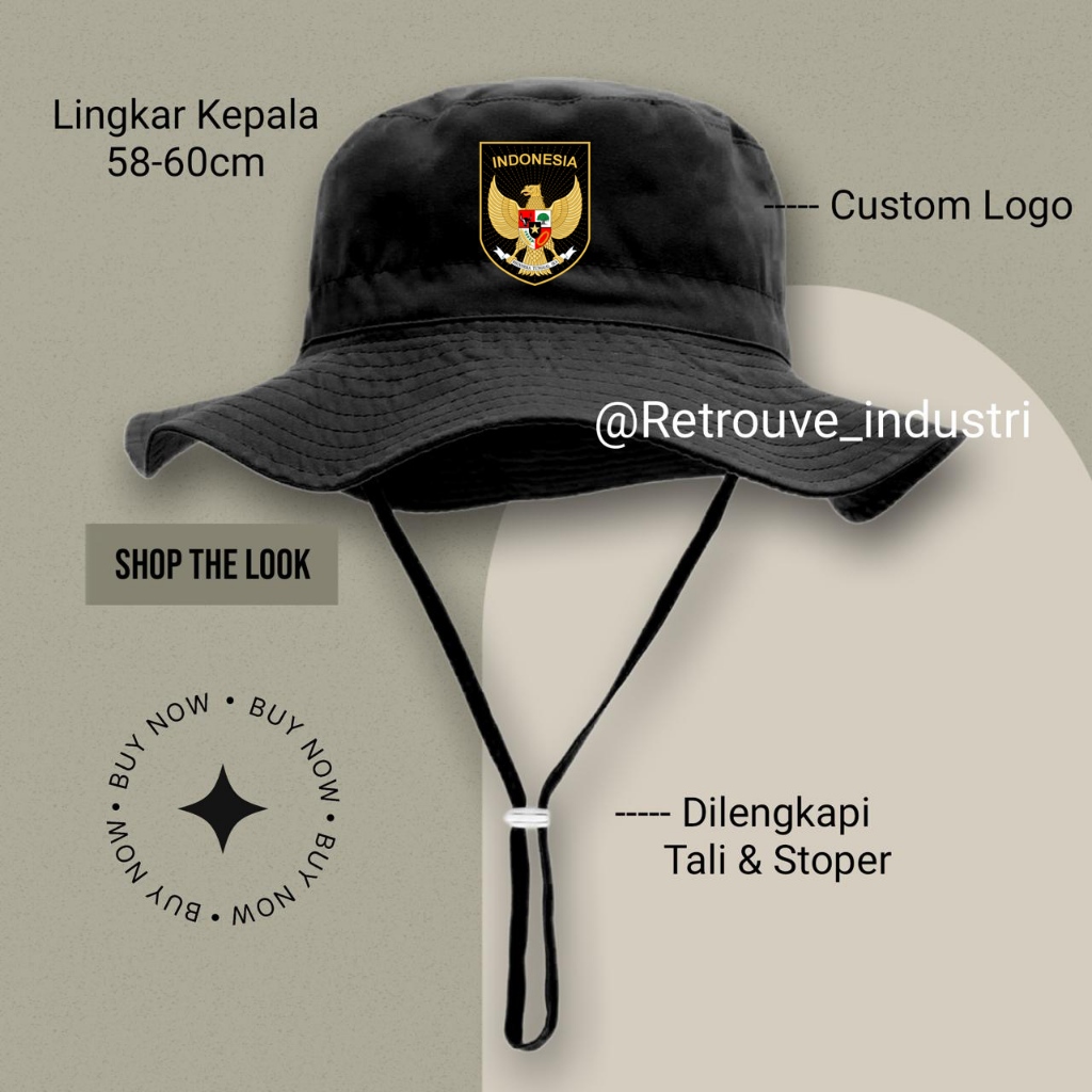 Topi Rimba Timnas Garuda Indonesia Mills / Topi Gunung Outdoor Premium