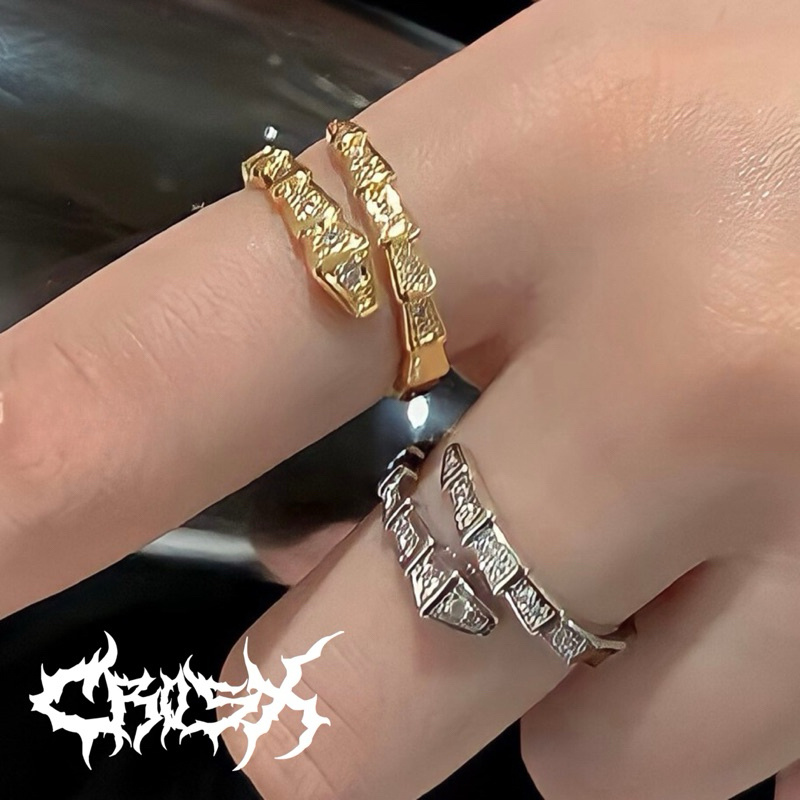 QUAR RING / SNAKE RING CINCIN ULAR / CINCIN TENGKORAK CINCIN HITAM SILVER / CROSS RING KERAJAAN SALI