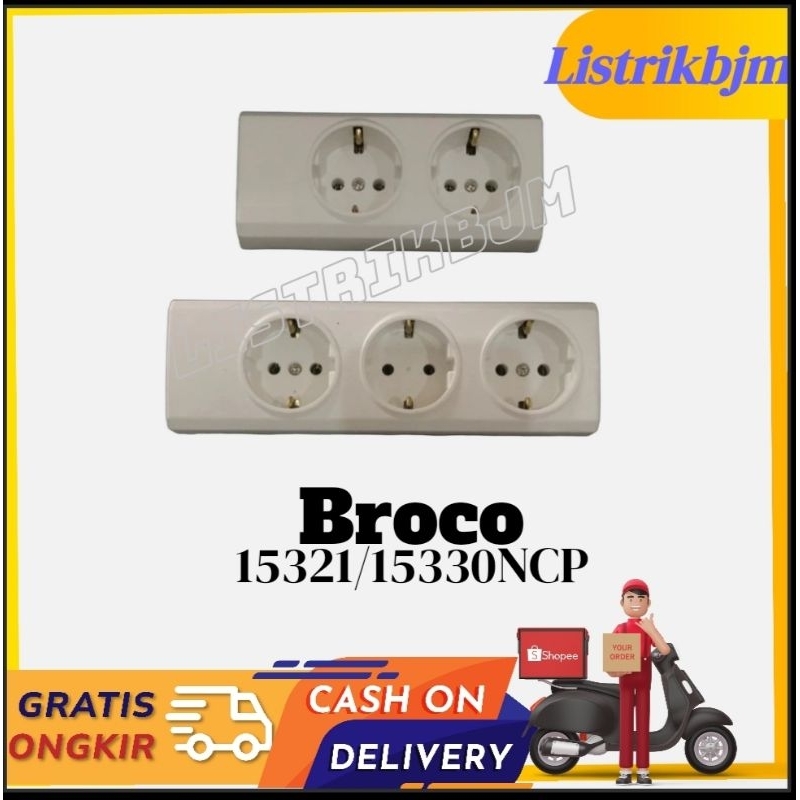 BROCO SAKLAR STOP KONTAK 2/3 LUBANG TANPA KABEL