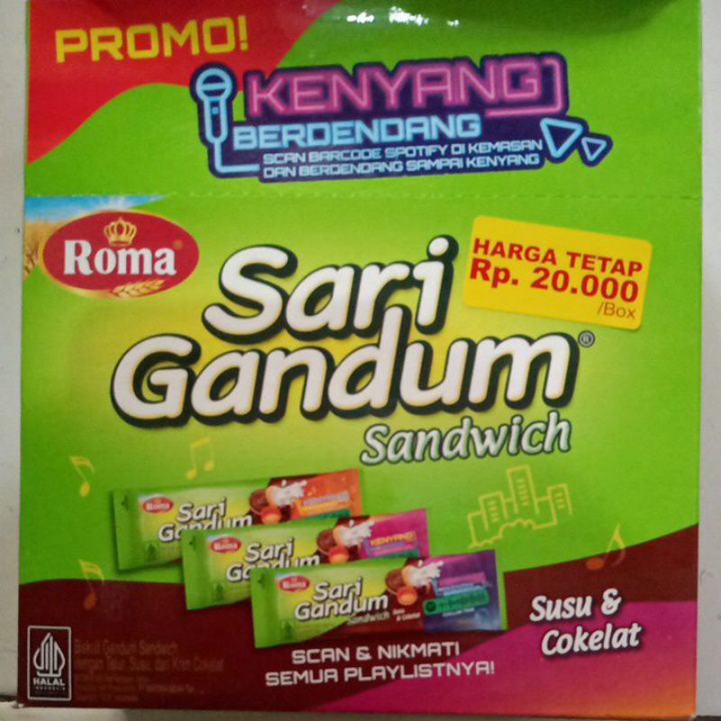 

Biskuit Roma Sari Gandum box isi 12 pcs x 27 gram