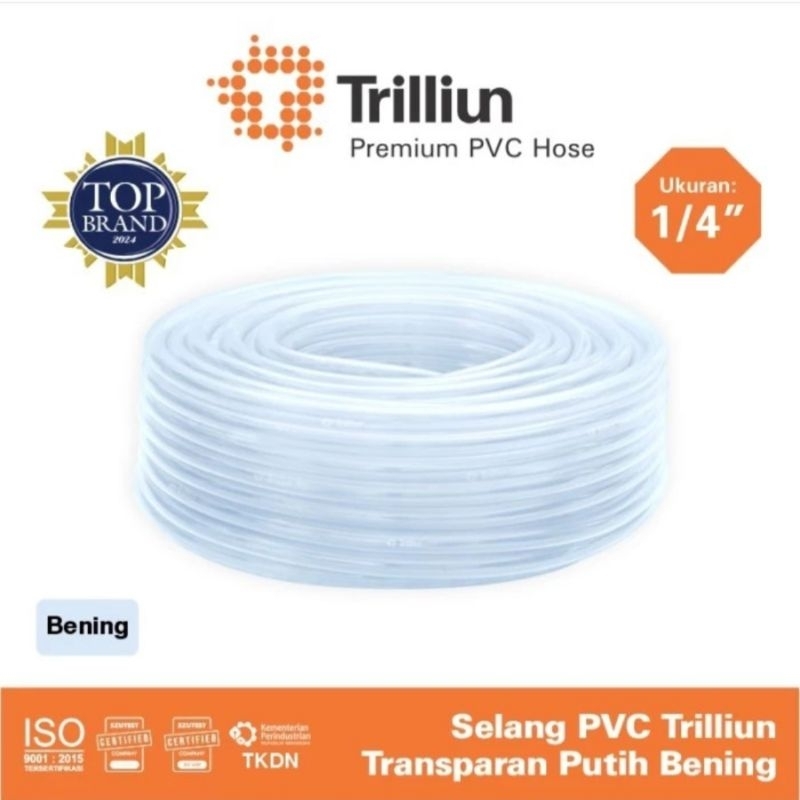 1 roll Selang Air 1/4 inch Transparan , selang waterpass , selang bening trilliun 100 meter