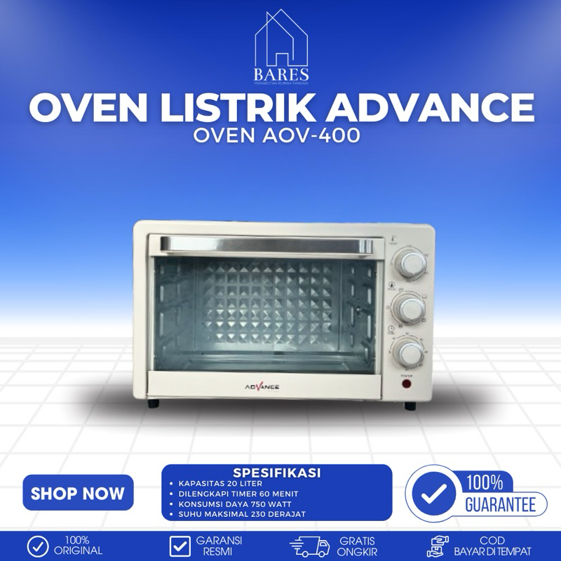 Oven Listrik Advance AOV-400 Kapasitas 20 Liter 750 Watt
