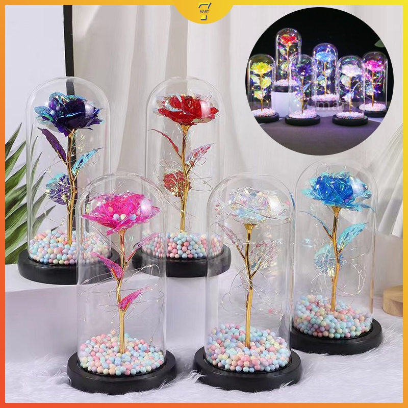 Hiasan Lampu Plastik Bunga Mawar Led Dekorasi Hadiah Beauty And The Beast Rose