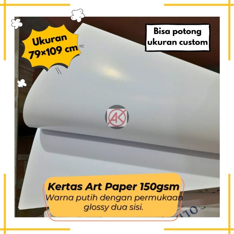 

Kertas Art Paper 150gsm ukuran 79×109cm (Bisa Potong Custom)