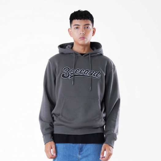 3Second Jaket Hoodie Sweater Logo Bordir Regular Fit Otis Katun Fleece C030224