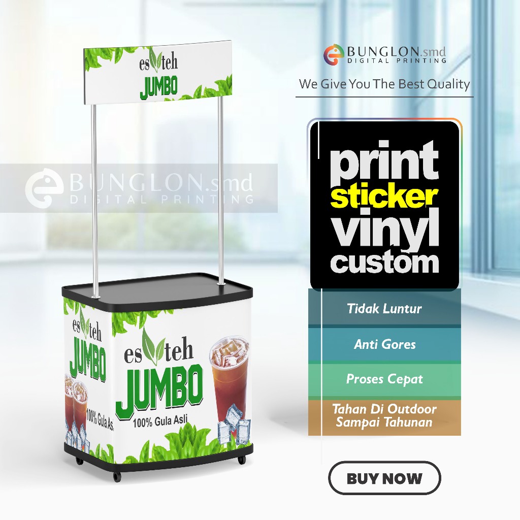 

CETAK STIKER MEJA BOTH ES TEH JUMBO GULA ASLI MEJA JUALAN EVENT DESK FREE REQUEST DESAIN