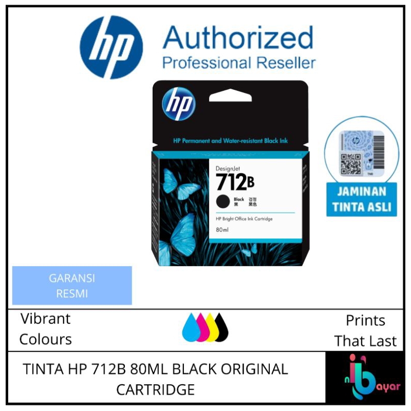 Tinta HP 712B - Cartridge hp balck for hp designjet T210/T230/T250/T630/T650