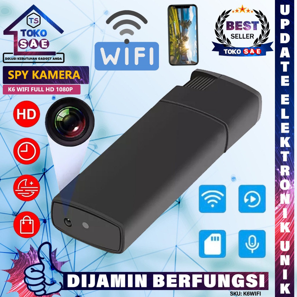 Camera Spy K6 Wifi Wireless Full HD 1080p Hidden Kamera Mini Unik Tersembunyi V18 Record Video Foto 
