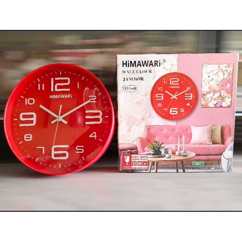Jam Dinding HIMAWARI Wall Clock 369r warna merah Murah