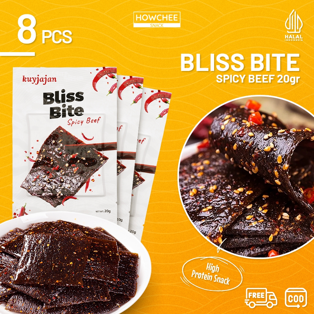 

[FREE GIFT] Howcheesnack - [8pcs] Snack Bliss Bite Spicy Beef 20gr Camilan Pedas Makanan Ringan Healthy Snack | Latiao Halal