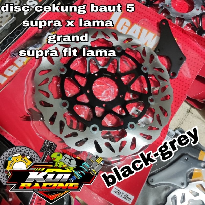 disc piringan depan lebar 300mm baut 5 plus breket IGAWA black grey grand Supra x lama supra fit lam