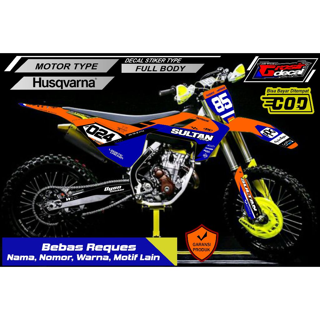 Sticker Striping Mini trail husqvarna 50cc / 65cc Full body bebas Reques