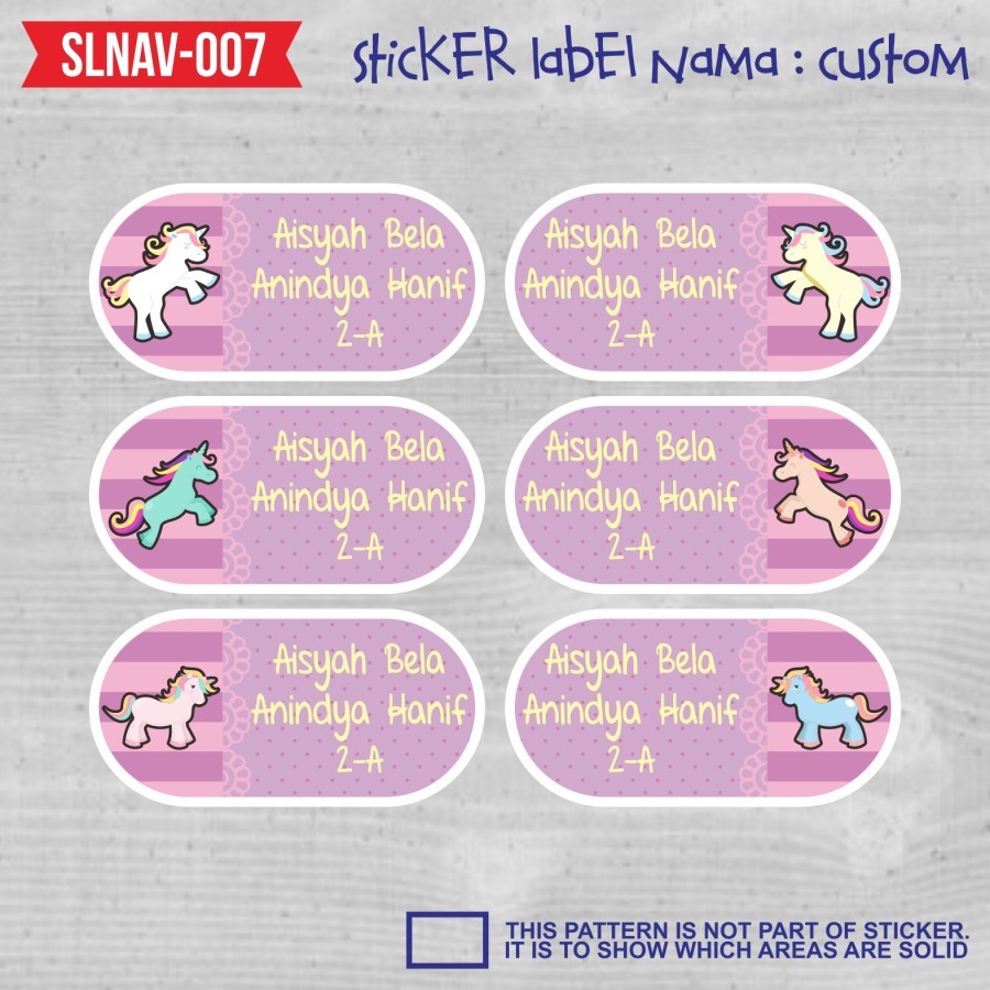 

sticker label nama anak kartun kuda pony little girl fairy SLNAV