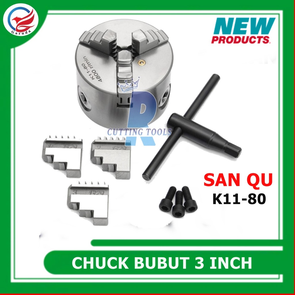 Chuck Bubut K11 80 SanOu - Claw Bubut 3in 3Jaw - Chuck Bubut 3in SanOu