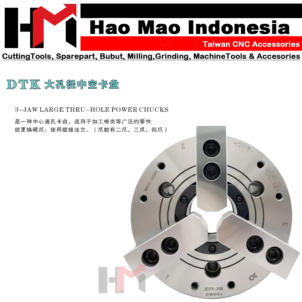 3DTK-206 DTK 3Jaw Large Thru-Hole Power Chuck