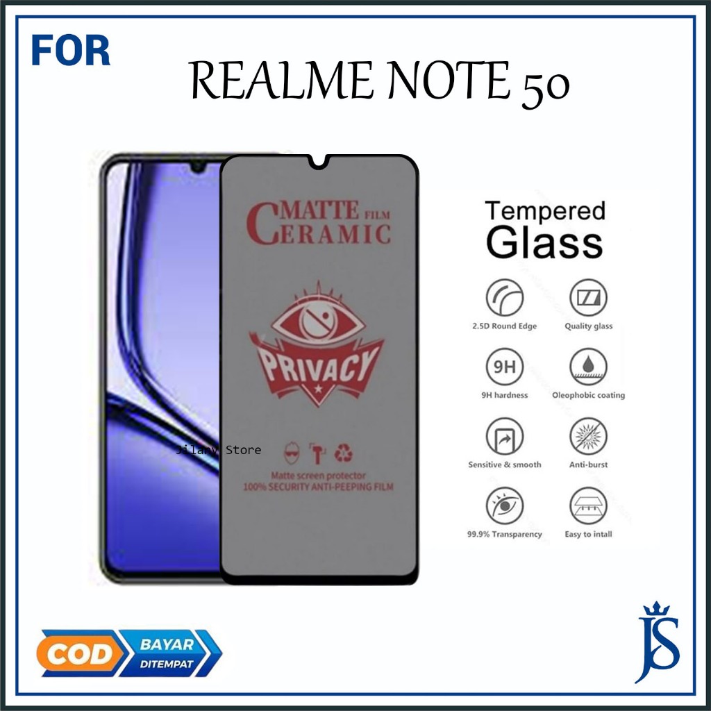 Paket tempered glass privacy Realme Not 50