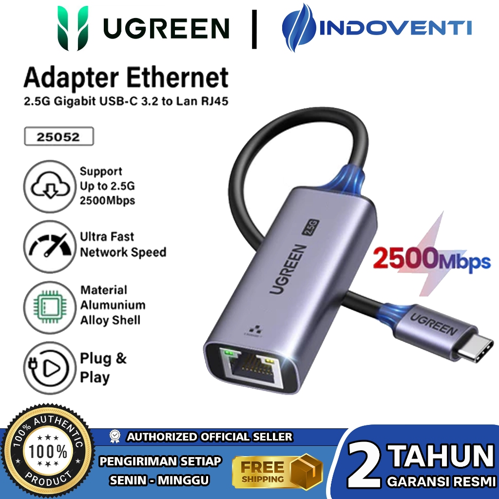 UGREEN Type C To Lan Ethernet RJ45 Up To 2500Mbos 1000Mbps Internet Modem For PC Laptop Macbook Mibo